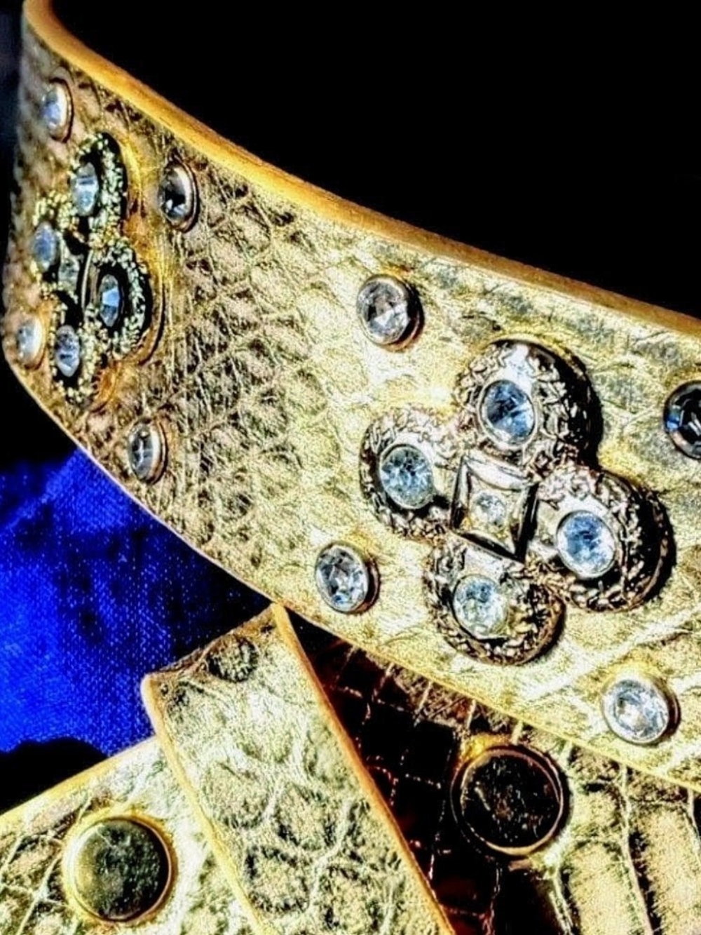 Christian Audigier Gold Crystal-Embellished Unisex Belt